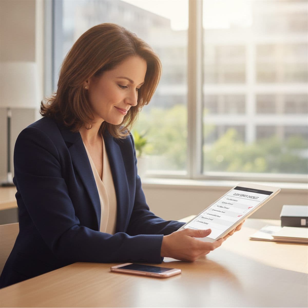 Attorney reviewing drafted client updates